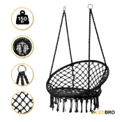 Підвісне плетене крісло-гойдалка LEOBRO Boho XL 80 см Black (LB-1102)