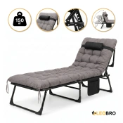 Розкладне ліжко (розкладачка) з матрацом і подушкою LEOBRO Grey (LB-FB-A1-GRY)