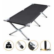 Армійська похідна розкладачка LEOBRO до 150 кг Чорна (LB-MC-B1-BLK)