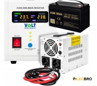 Аварийный комплект Volt Polska SINUS PRO 800 E 12/230V 500/800W + Аккумулятор VOLT AGM VRLA 100Ah 12V