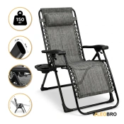 Розкладне крісло шезлонг LEOBRO Zero Gravity Premium Grey (LB-ZGC-G2-GRY)