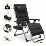 Розкладне крісло шезлонг LEOBRO Zero Gravity Premium Plus Чорне (LB-ZGC-E1-BLK)