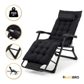 Розкладне крісло ліжко з подушкою LEOBRO Чорний (LB-FCB-G1-BLK)