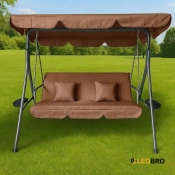 Качели с подушками и подстаканниками на 3 человека LEOBRO Коричневая (LB-SW3-D2-BRN)