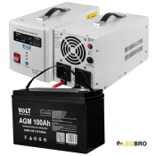 Комплект Volt Polska SINUS PRO 1000 E 12/230V 700/1000W + Аккумулятор VOLT AGM 100Ah 12V