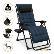 Раскладное кресло шезлонг LEOBRO Zero Gravity Premium Plus Dark Navy Blue (LB-ZGC-K2-DNB)