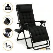 Розкладне крісло шезлонг LEOBRO Zero Gravity Premium Plus Black (LB-ZGC-K2-BLK)