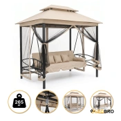 Садова гойдалка з подушками та москитною сіткою LEOBRO Elit Brown (LB-1097)