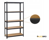 Стелаж LEOBRO Premium Black 150 х 70 х 30 см, 175кг/полиця, 5 полиць (LB-R113)