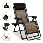 Розкладне крісло шезлонг LEOBRO Zero Gravity Premium Grey Rattan (LB-ZGC-G2-RG)