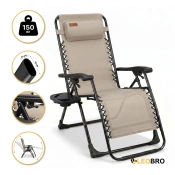 Раскладное кресло шезлонг LEOBRO Zero Gravity Premium Beige (LB-ZGC-G2-BEI)