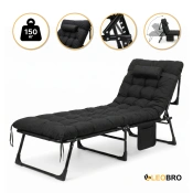 Розкладне ліжко (розкладачка) з матрацом і подушкою LEOBRO Black (LB-FB-A1-BLK)