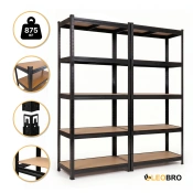 Набір стелажів 2 шт LEOBRO Premium Black  180 х 90 х 40 см, 175кг/полиця, 5 полиць (LB-R115X2)