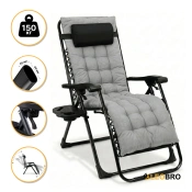 Розкладне крісло шезлонг LEOBRO Zero Gravity Premium Plus Grey (LB-ZGC-K2-GRY)