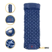 Надувний похідний килимок матрац LEOBRO Air Mat 190 x 60 см Blue (LB-1096)