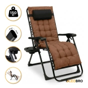 Раскладное кресло шезлонг LEOBRO Zero Gravity Premium Plus Brown (LB-ZGC-K2-BRN)