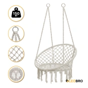 Підвісне плетене крісло-гойдалка LEOBRO Boho XL 80 см Cream (LB-1103)