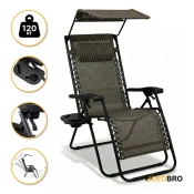 Розкладне крісло шезлонг з козирком LEOBRO Zero Gravity Plaid (LB-ZGC-H1-PLD