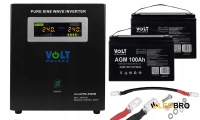 ИБП / Инвертор Volt Polska SINUS PRO 2500 W 24/230V 1800/2500W + Аккумулятор VOLT AGM 100Ah 2 шт