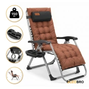 Розкладне крісло шезлонг LEOBRO Zero Gravity Premium Plus Коричневе (LB-ZGC-E1-BRN)