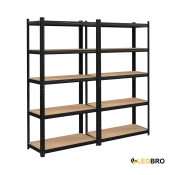 Стеллаж LEOBRO Черный 180 х 180 х 40 см, 175кг/полка, 5 полок (LB-R175-BLKX2)