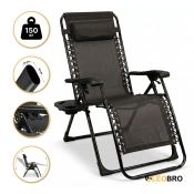 Розкладне крісло шезлонг LEOBRO Zero Gravity Premium Black (LB-ZGC-G2-BLK)