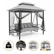 Садова гойдалка з подушками та москитною сіткою LEOBRO Elit Grey (LB-1098)